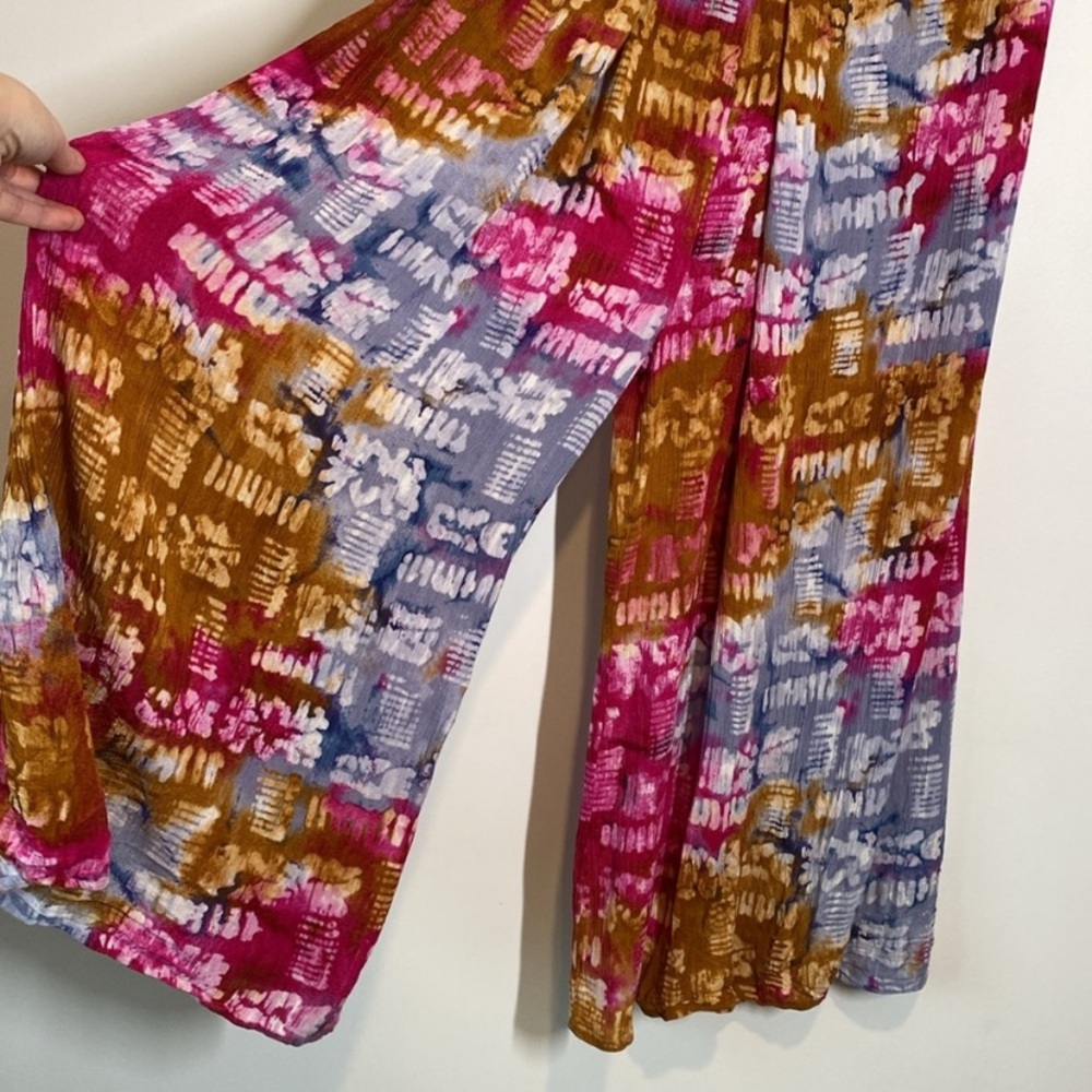 Earthbound Tie Dye Wide Leg High Waisted Boho Pants Medium - Picture 2 of 9